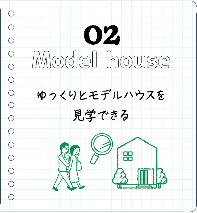 02Model houseゆっくりとモデルハウスを見学できる